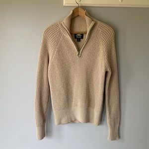 ROOTS women's wool and cotton blend chunky knit quarter zip sweater